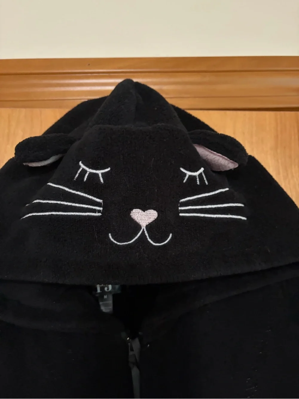 Black Cat Hooded Onesie, Size Medium